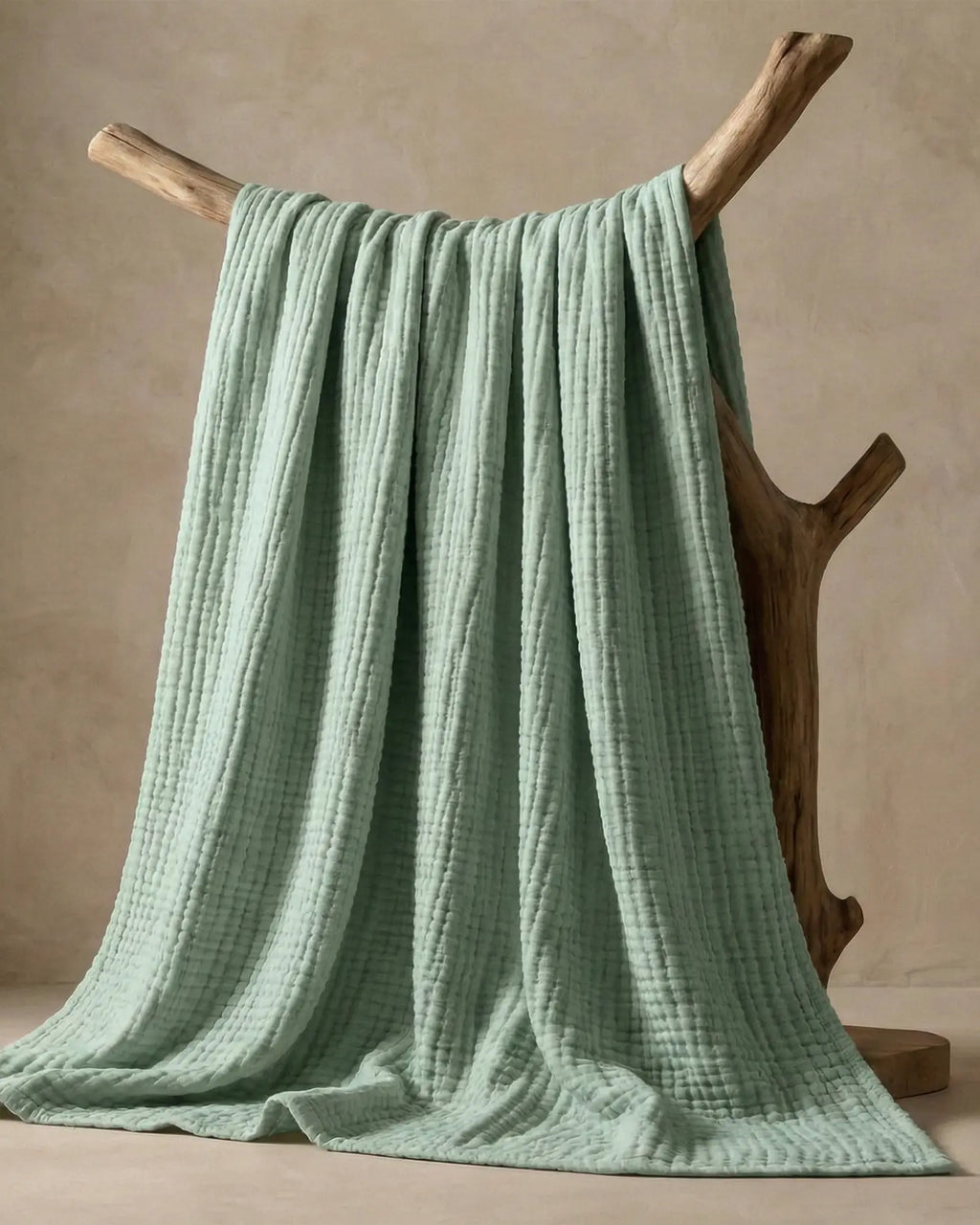 Muslin Blanket in Green folded