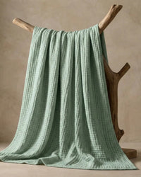 Muslin Blanket in Green folded