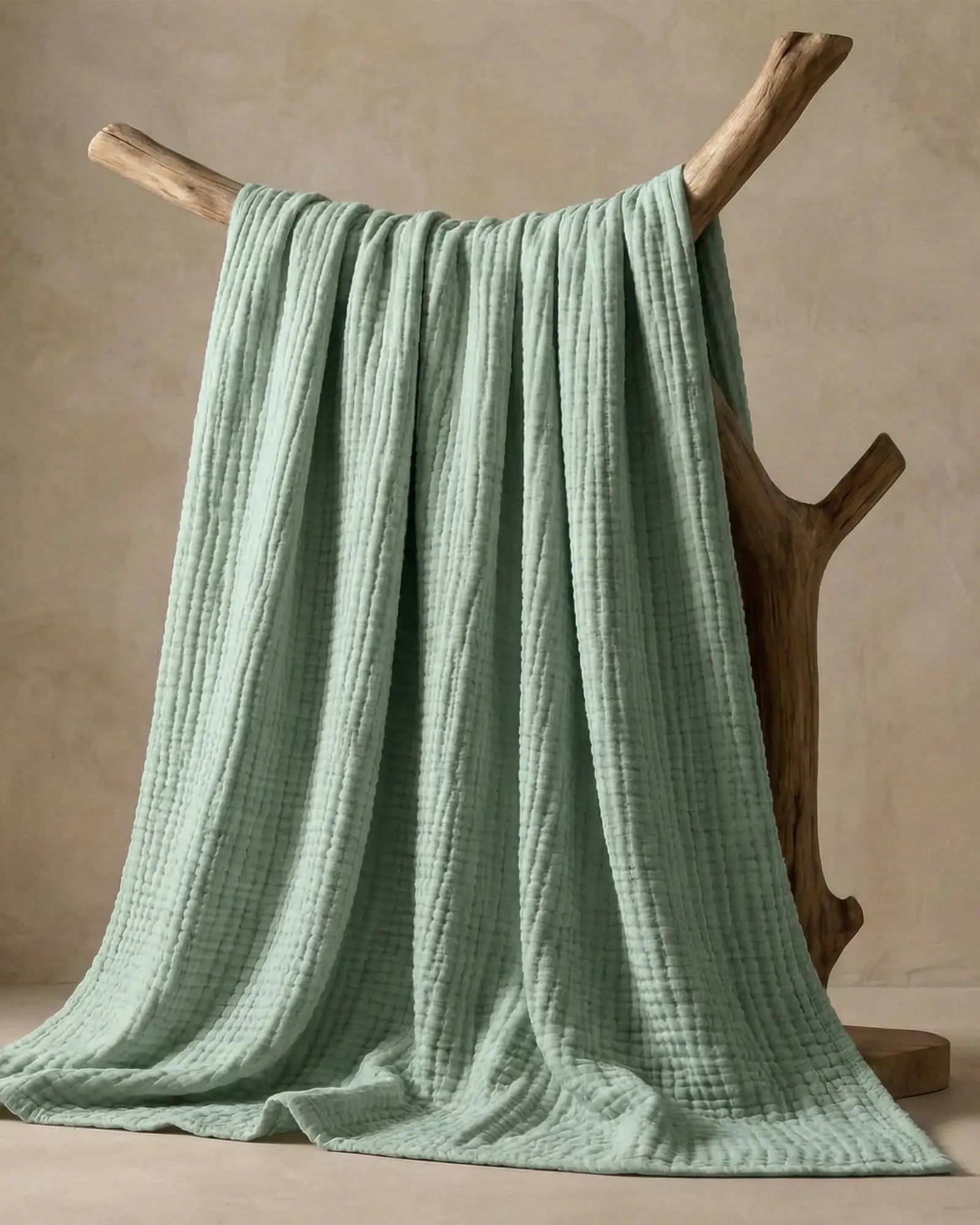 Muslin Blanket in Green folded
