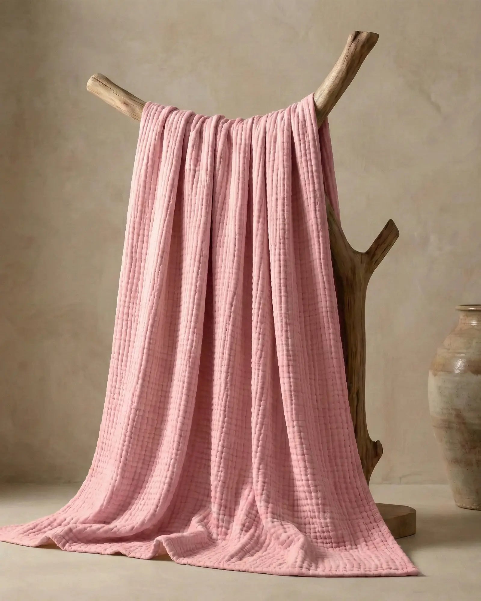 Muslin Blanket in Pink folded