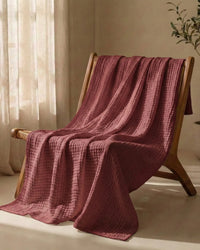 Muslin Blanket in Wine Red folded