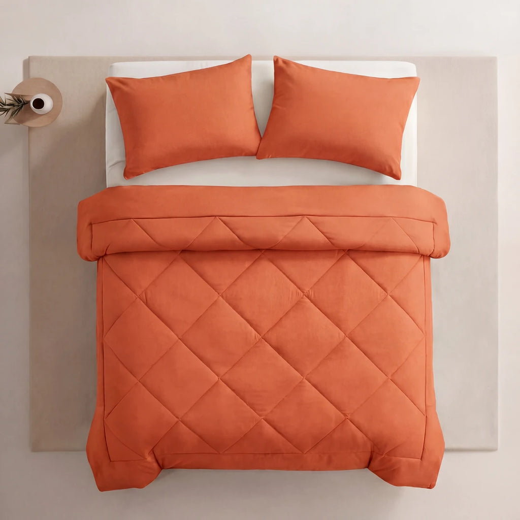 Nidora duvet in Evening Sun on a made bed