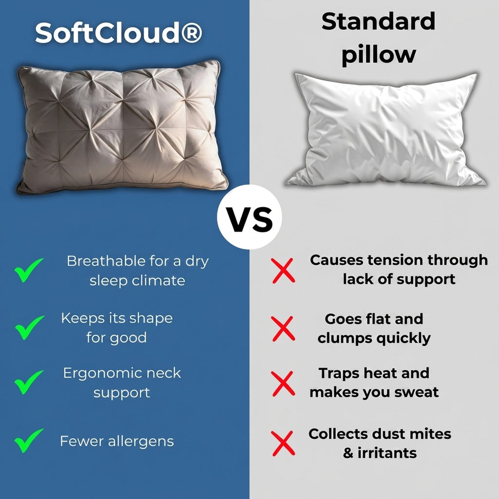SoftCloud pillow versus a standard pillow comparison